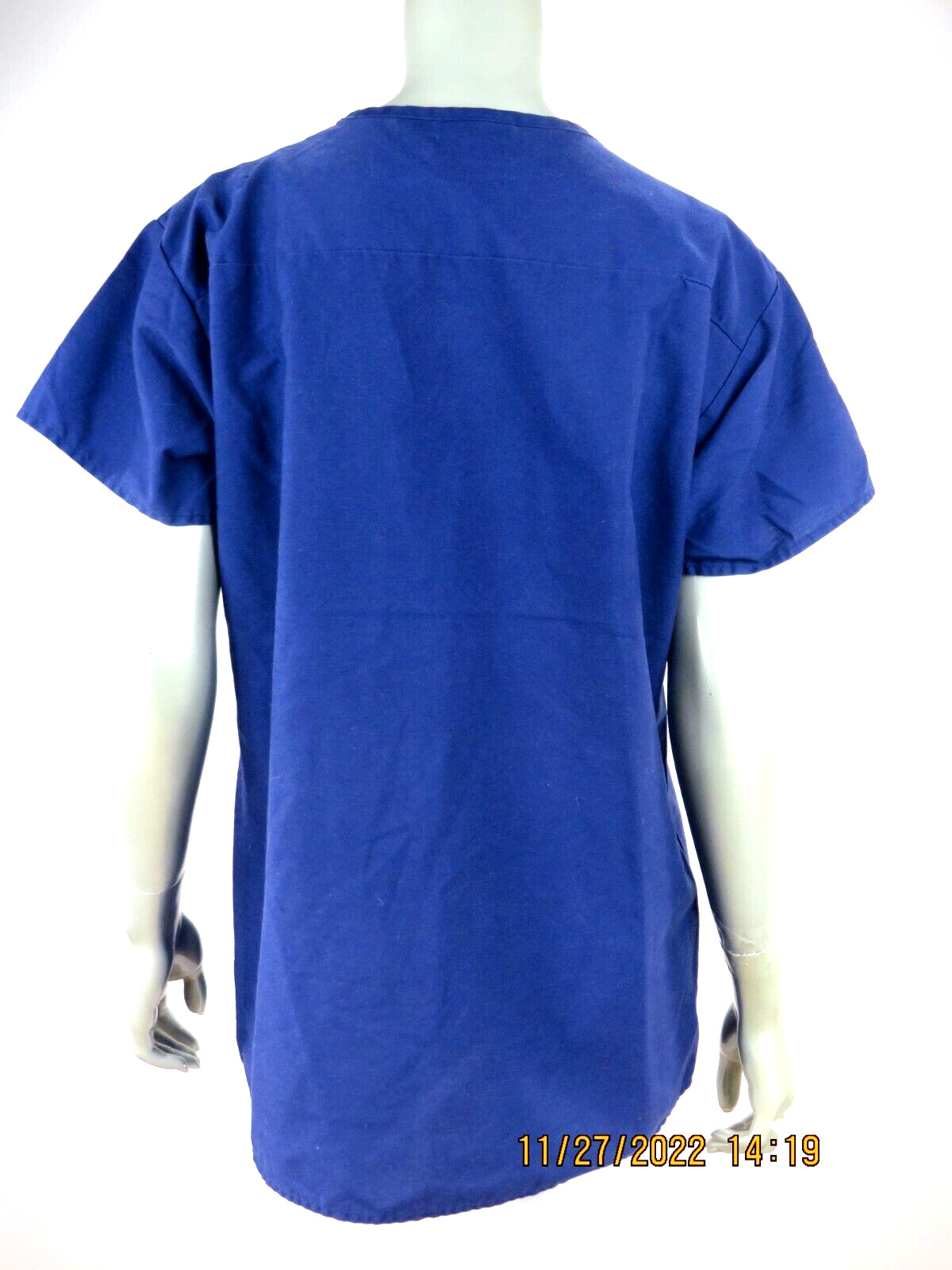 LIFE SZ S Polyester/Cotton Navy Blue Women’s Scrubs V-Neck Top Shirt Blouse