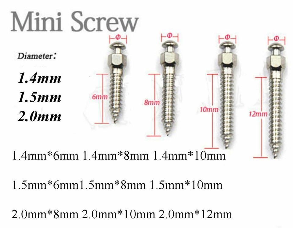 15 Sizes Dental Orthodontic Screws Micro Implants Mini Screw Self-Drilling New