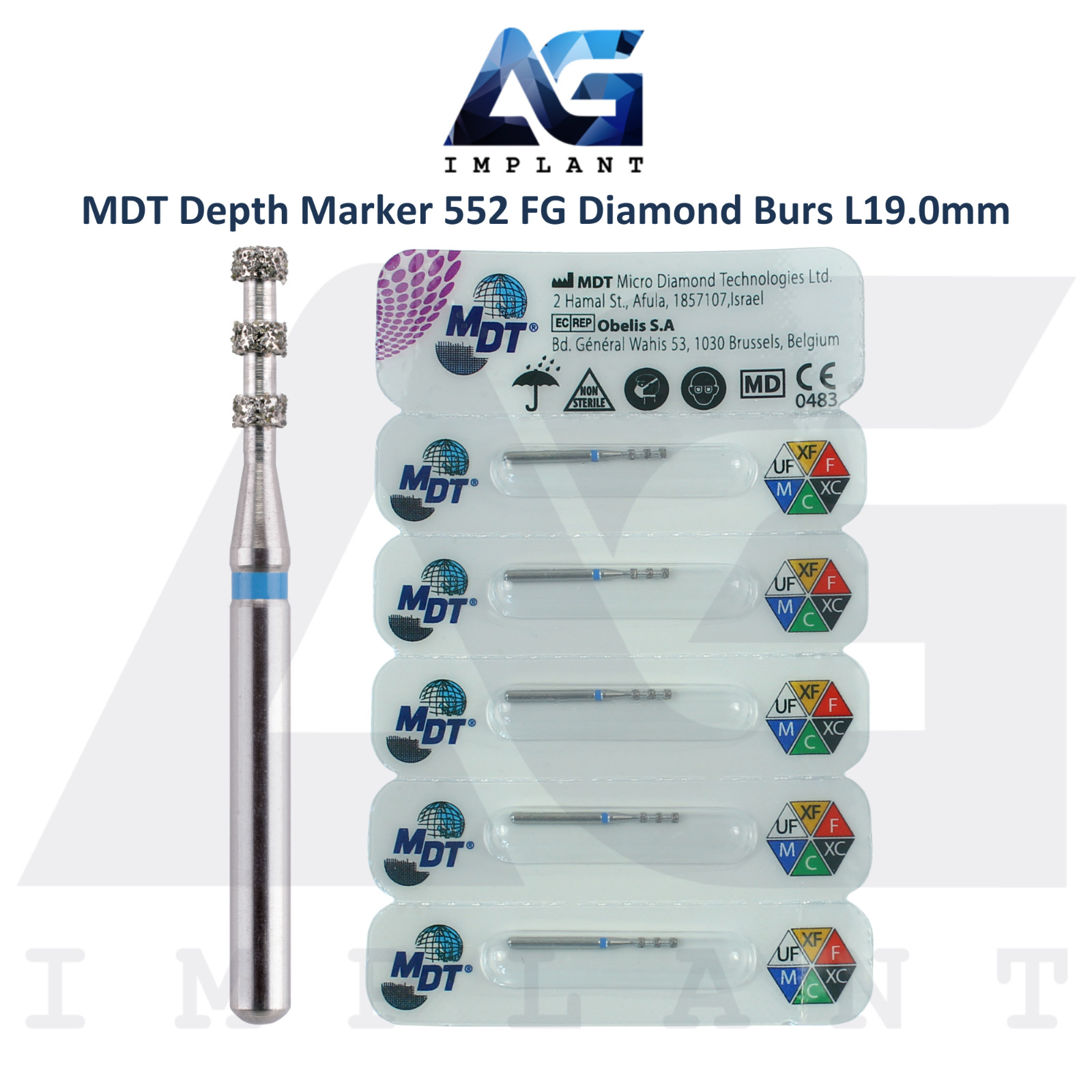 Dental MDT Depth Marker 552 FG Diamond Burs Accurate Measurement L19.0mm Tool