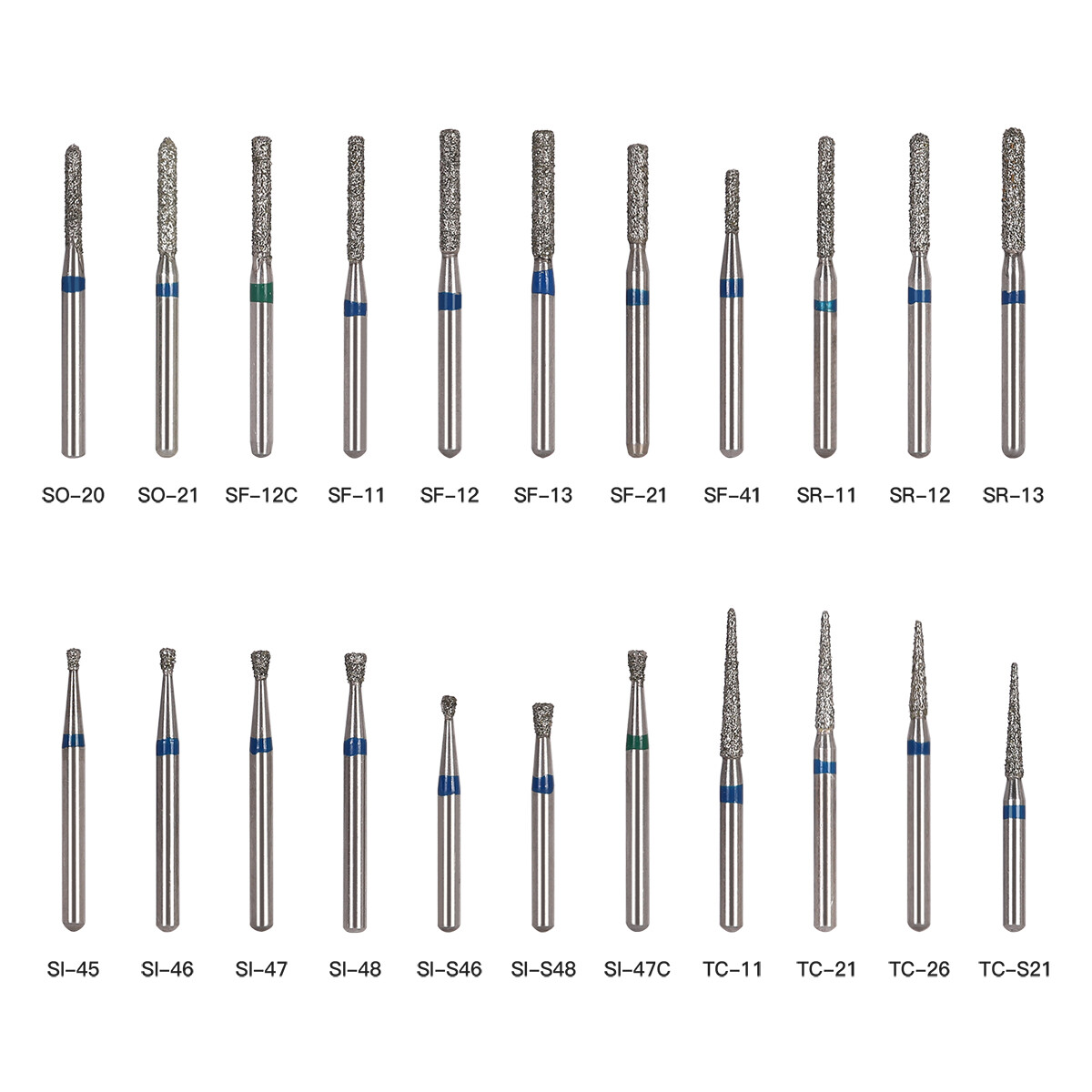 1000pcs/200Box AZDENT Dental Diamond Burs For High Speed Handpiece Friction Grip
