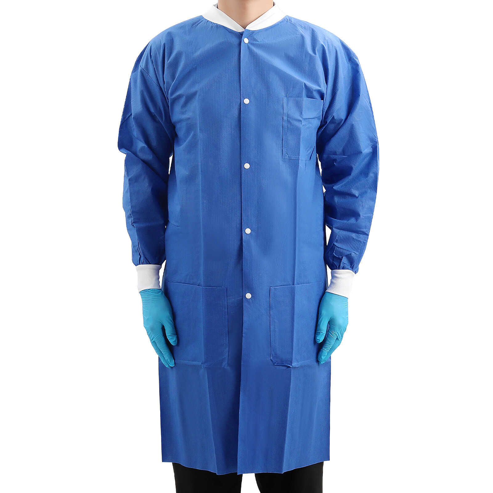 10Pcs JMU Dental Lab Medical SMS Disposable Coats Snaps Full Sleeve S/M/L/XL