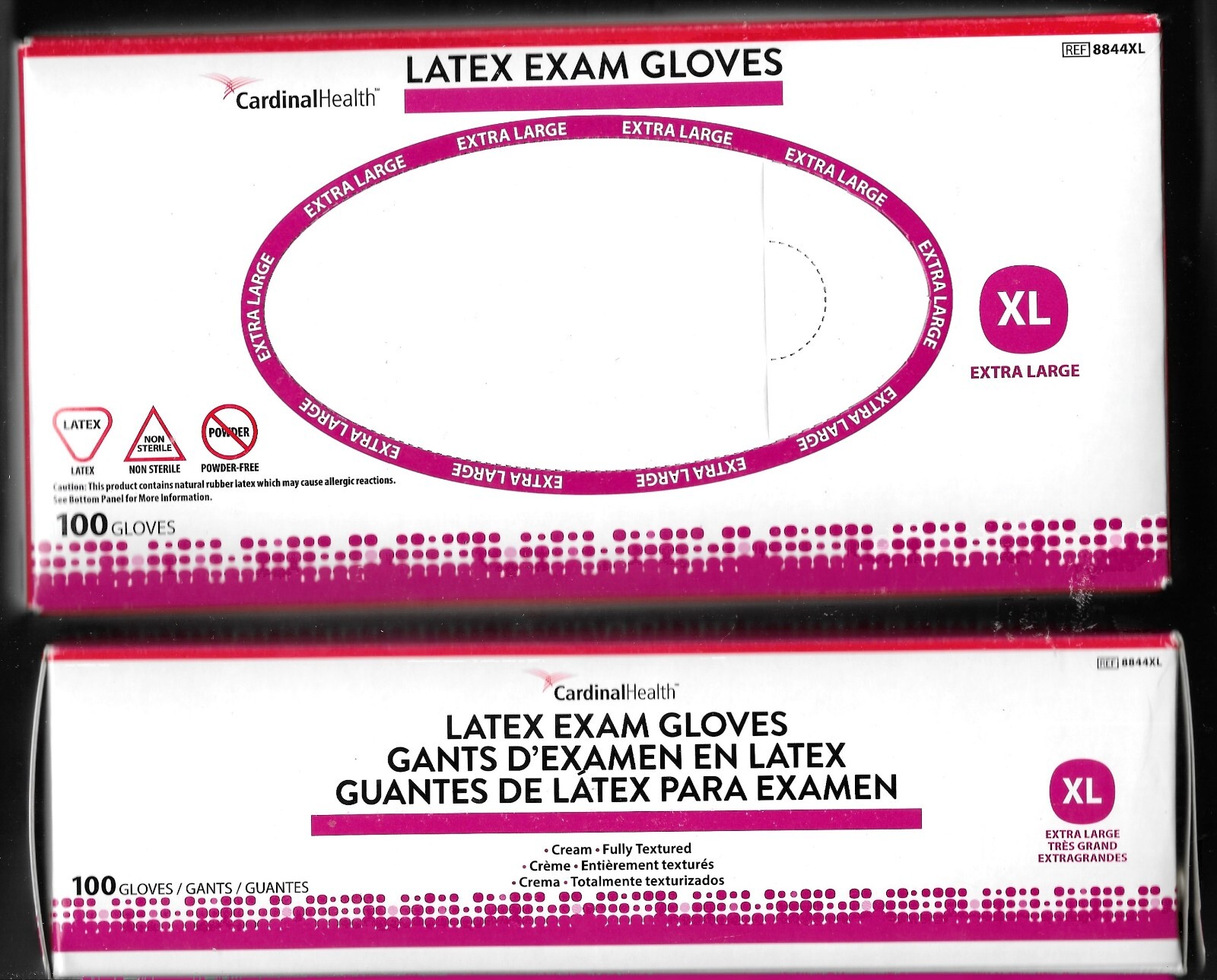 LATEX EXAM XL GLOVES 2 BOXES 100 CT SALE CARDINAL HEALTH POWDER FREE NON-STERILE