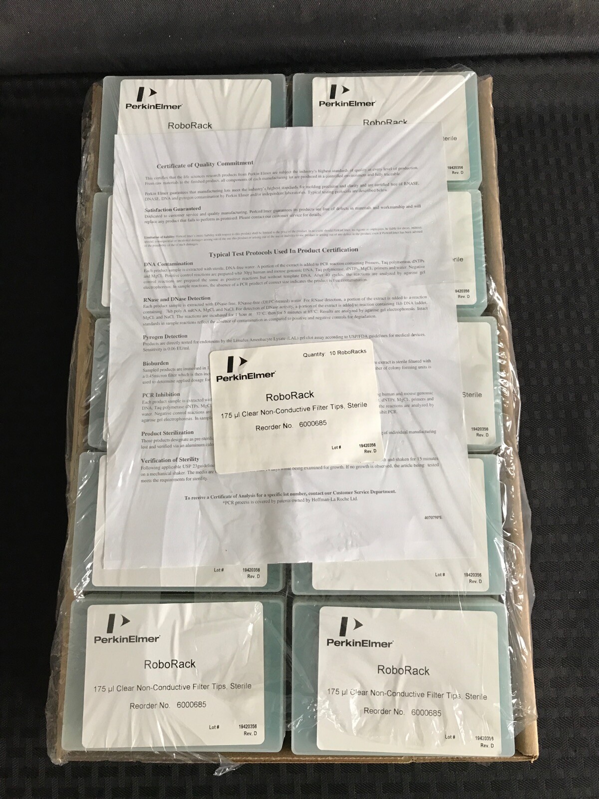 (960/Tray) PERKIN ELMER 175uL RoboRack Clear Non-Conductive Filter Pipet Tips