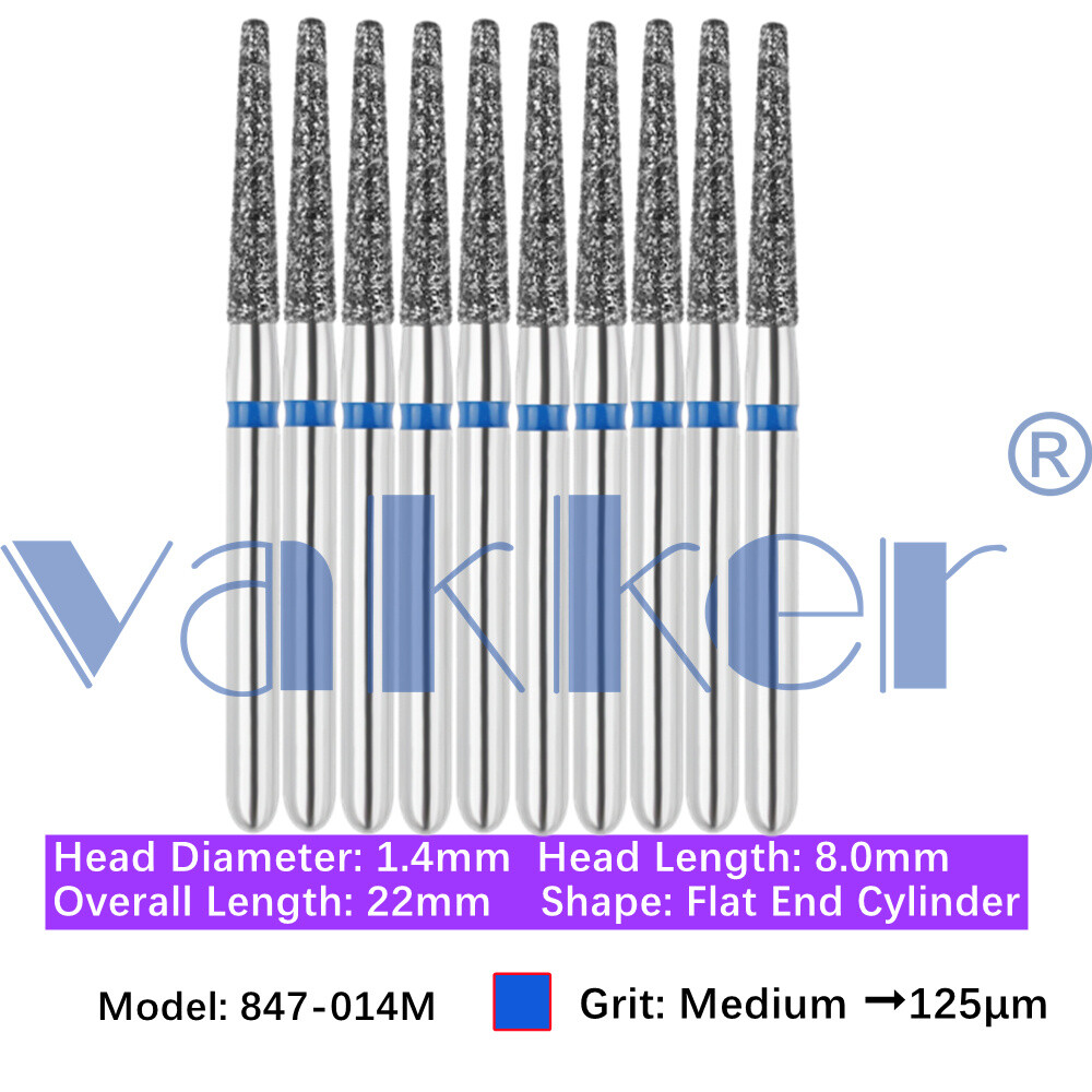 10pc Diamond Bur Shape Modified Flat End Taper Handpiece Bur Fine Medium Coarse