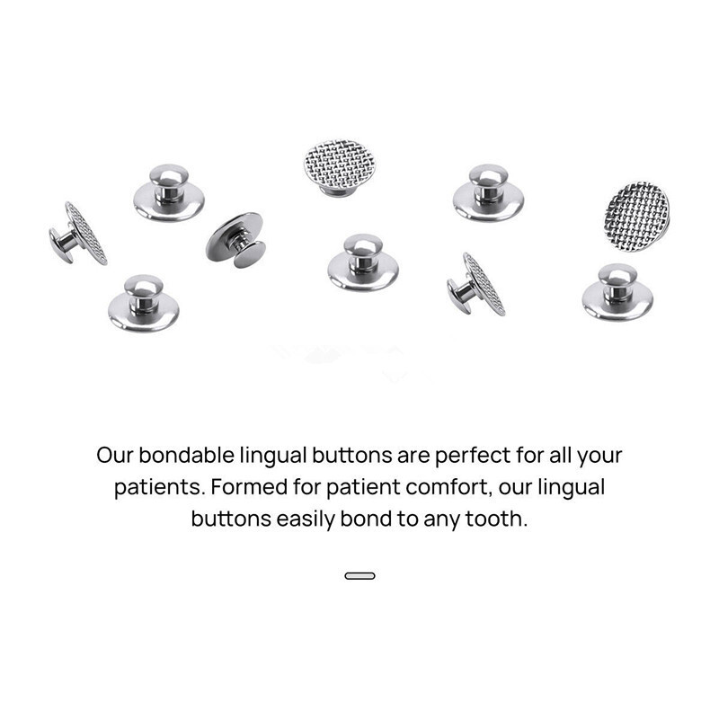 50 Pcs Dental Orthodontic Bondable Metal Lingual Buttons Round Mesh Base Split