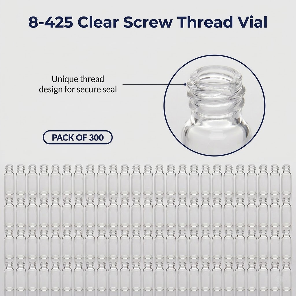 300-1000Pcs 2mL Clear Autosampler Vials 8-425 Screw Thread 11.6x32mm Glass