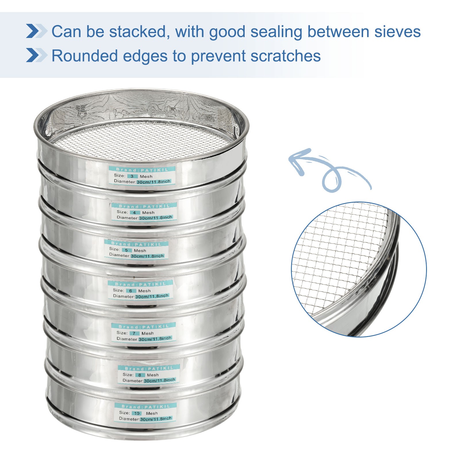 35 Mesh Lab Sieve, 11.8″ Diameter Test Sieve 304 Stainless Steel(0.5mm)