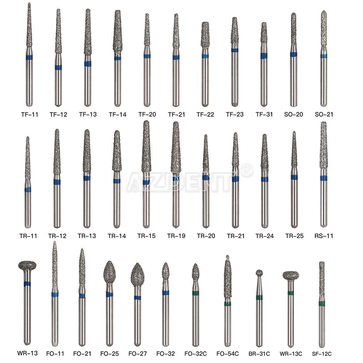5Pcs/kit Dental Turbine Diamond Burs For High Speed Handpiece Friction Grip Burs