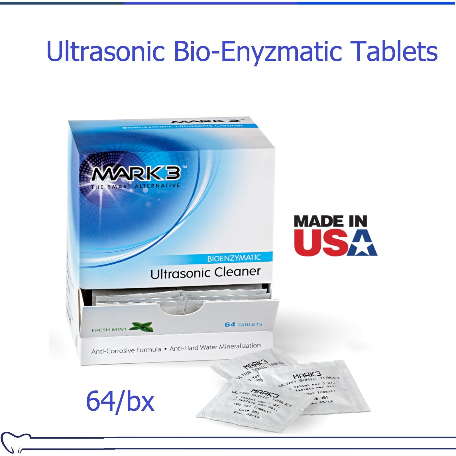 Dental Ultrasonic Tablets Bio-Enzymatic Tablets #7640 Biological Safety 1, 64/Bx