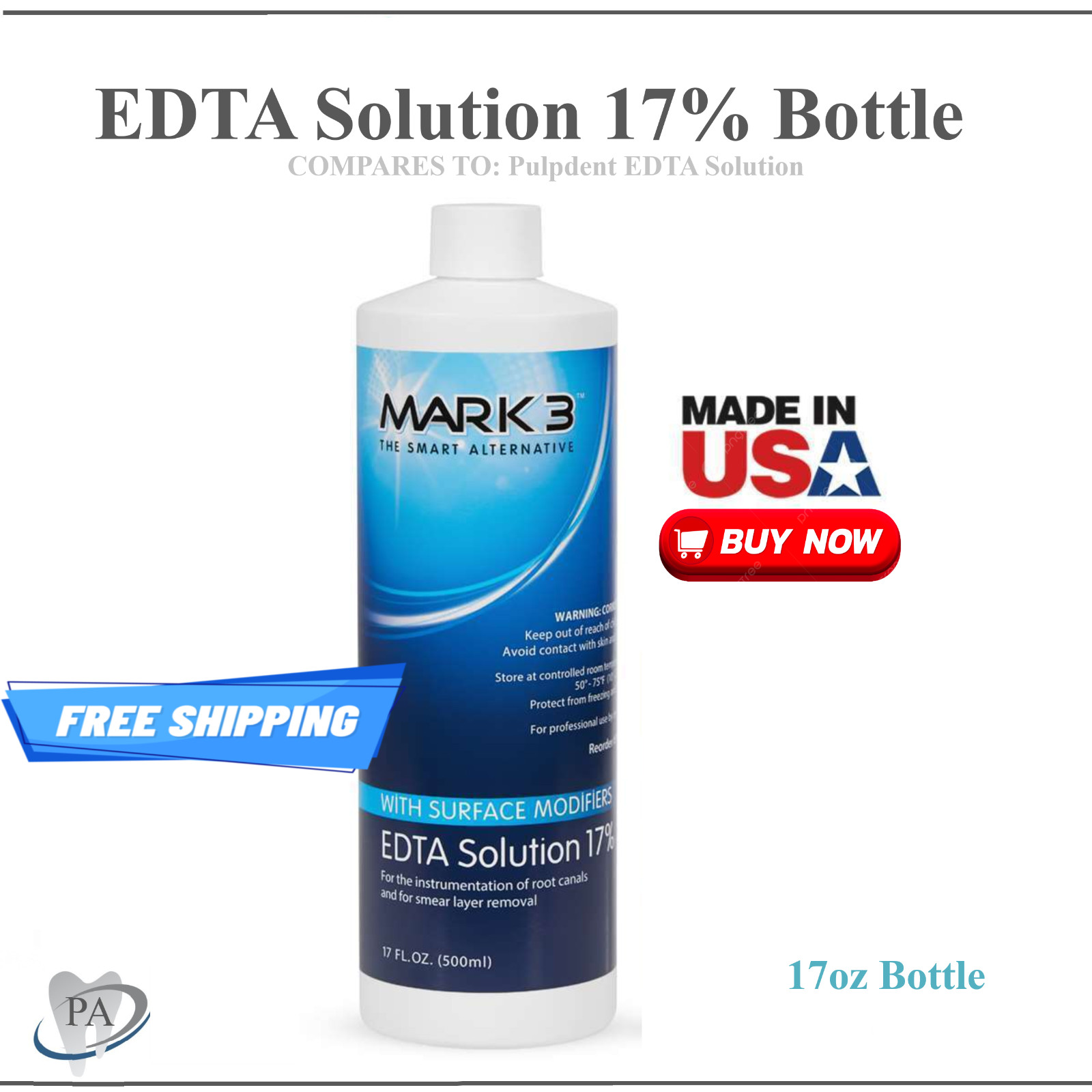 Dental EDTA Solution 17% with Surface Modifiers For Root Canal 17oz/Pk Mark3