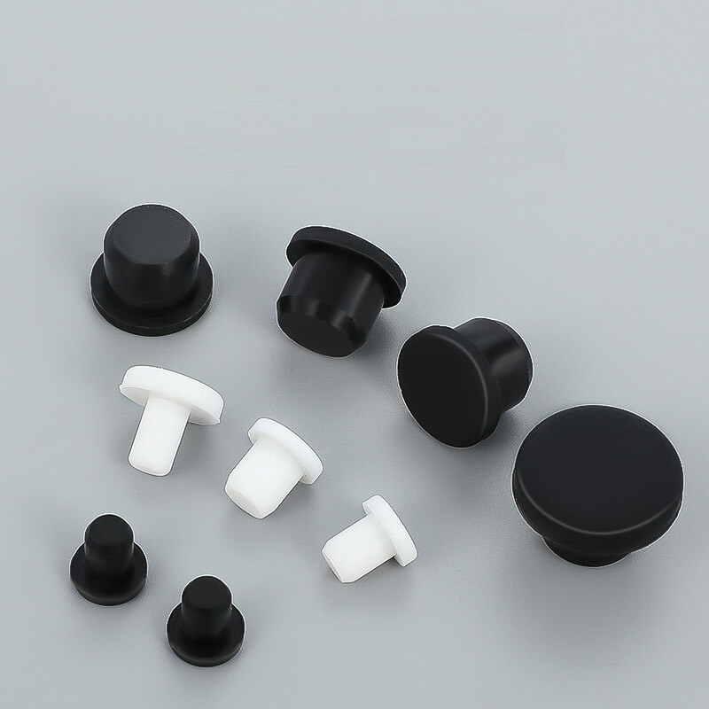 Silicone Round Plug Blanking End Cap Stopper Pipe Seal Black & White Solid/Hole
