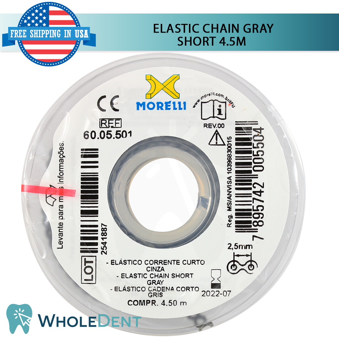 Orthodontic Dental Elastic Chain Gray Short 4.5m Power Tooth Morelli