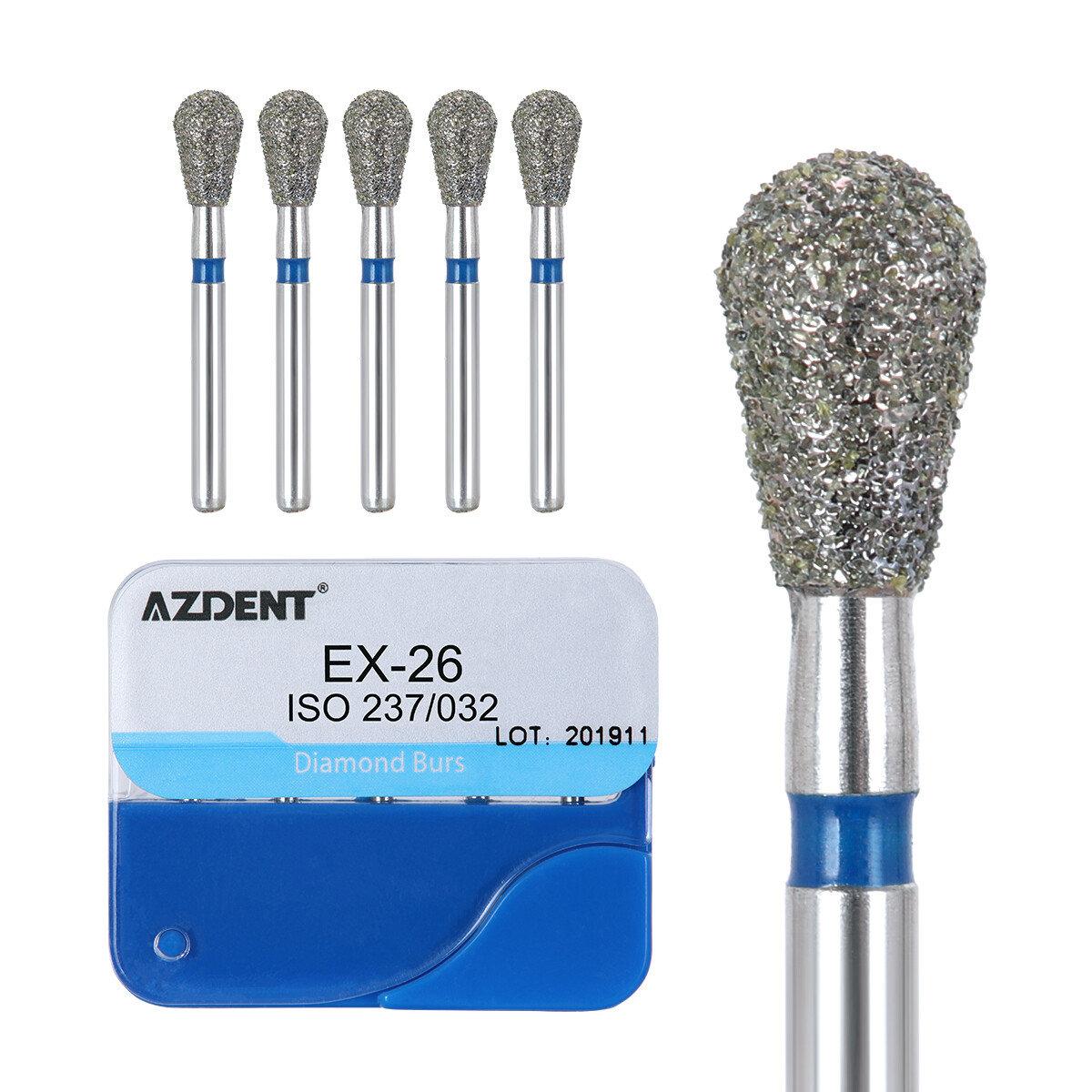 100pcs Dental Diamond Burs for High Speed Handpiece Medium FG 1.6mm AZDENT