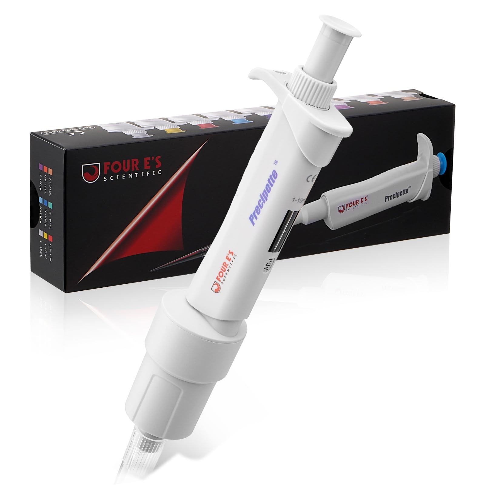 Adjustable Micropipette 1-10mL Single-Channel, Color-Coded Top, High Accuracy, I