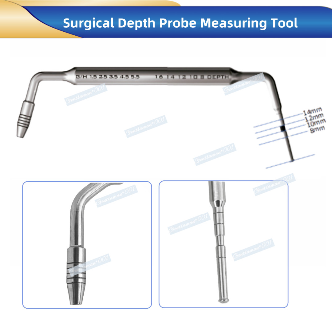 Surgical Depth Probe Measuring Tool Gauge Dental Implant Gingiva Height Measure