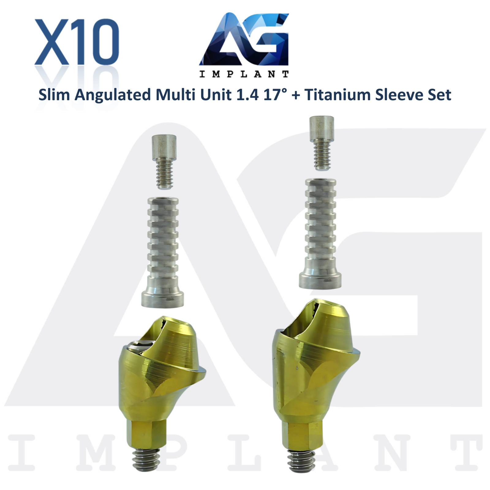 10 Angulated Multi Unit 1.4 Prosthetic 17° Titanium Sleeve Slim Int Hex 2.0mm