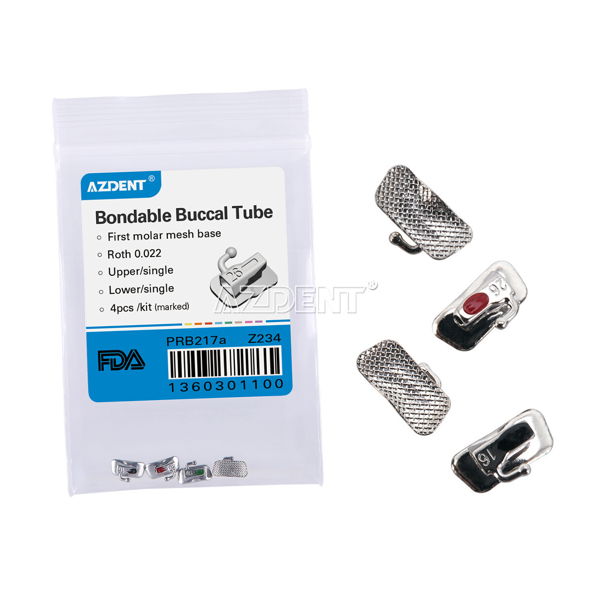AZDENT Dental Orthodontic Buccal Tube 1st/2nd Molar Tubes Roth/MBT 022