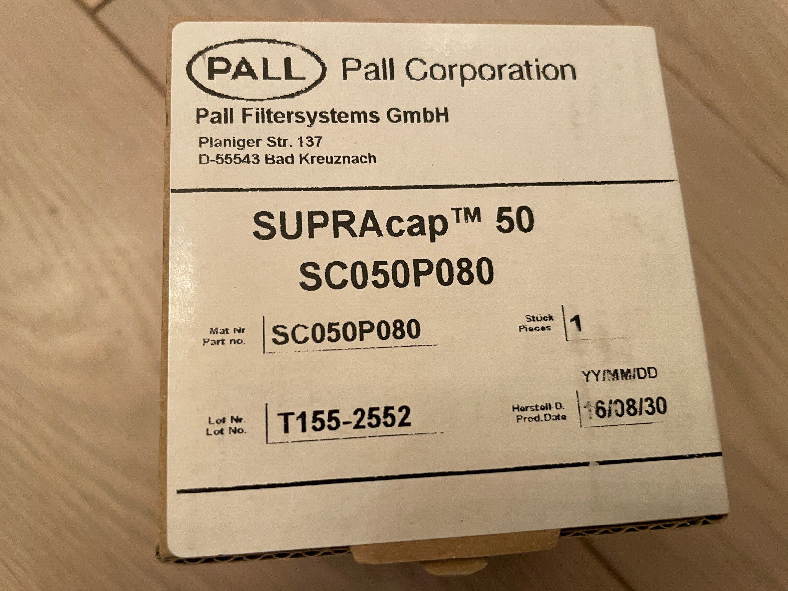 Pall SC050P080 Supracap 50 Depth Filter Capsule P080 media 1-3 µm luer lock