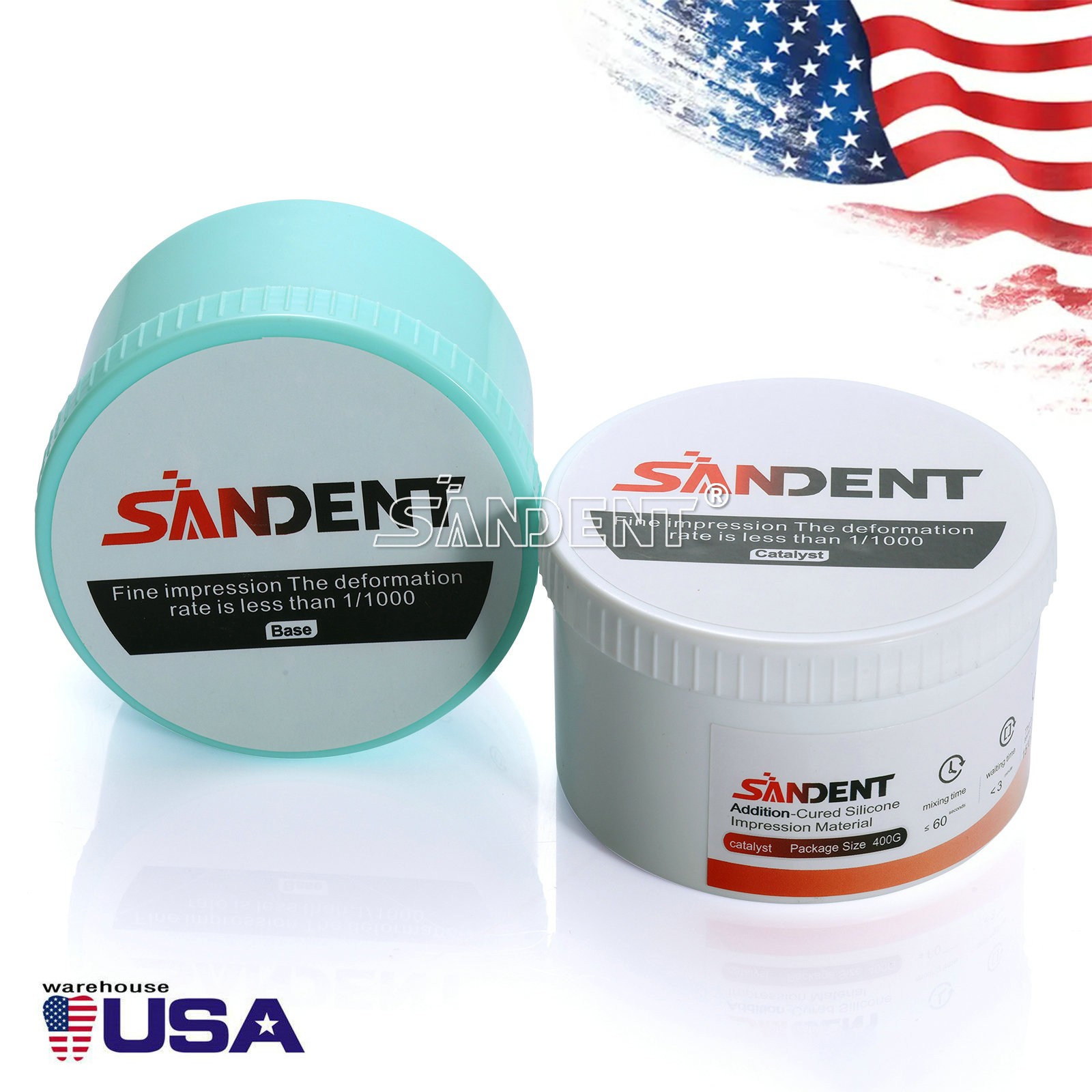 Dental VPS Putty Impression Material 400g ( 400g Base & 400g Catalyst), USA