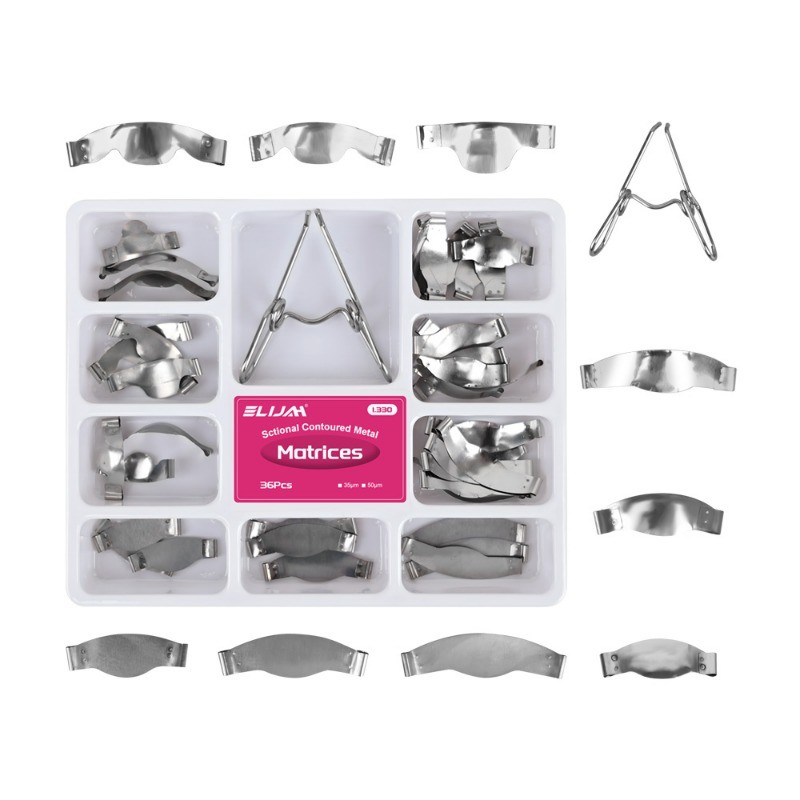 36pcs Dental Sectional Contoured Matrices No.1.330, 35μm Hard, with Spring Clip