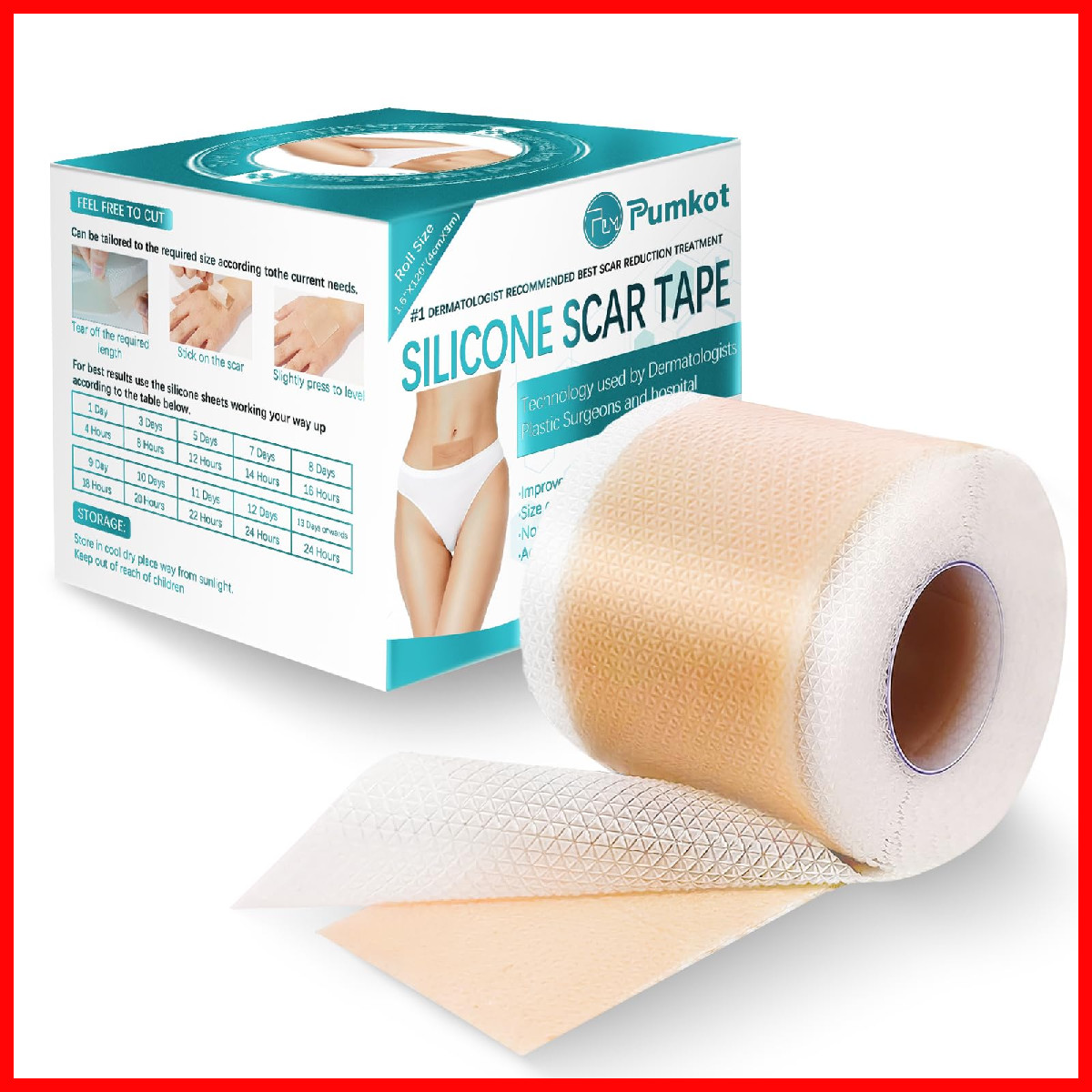 Pumkot Silicone Scar Sheets Silicone Scar Tape1.6 X 120 Roll-3M Medical Grade