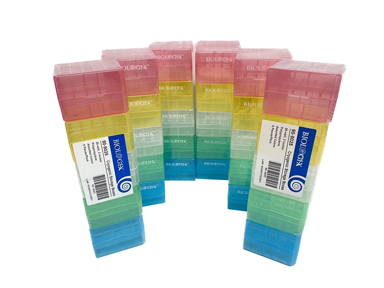 (30/Cs) BIOLOGIX Cryogenic Storage Boxes 25-Well 75x75x52mm Assorted 90-9025