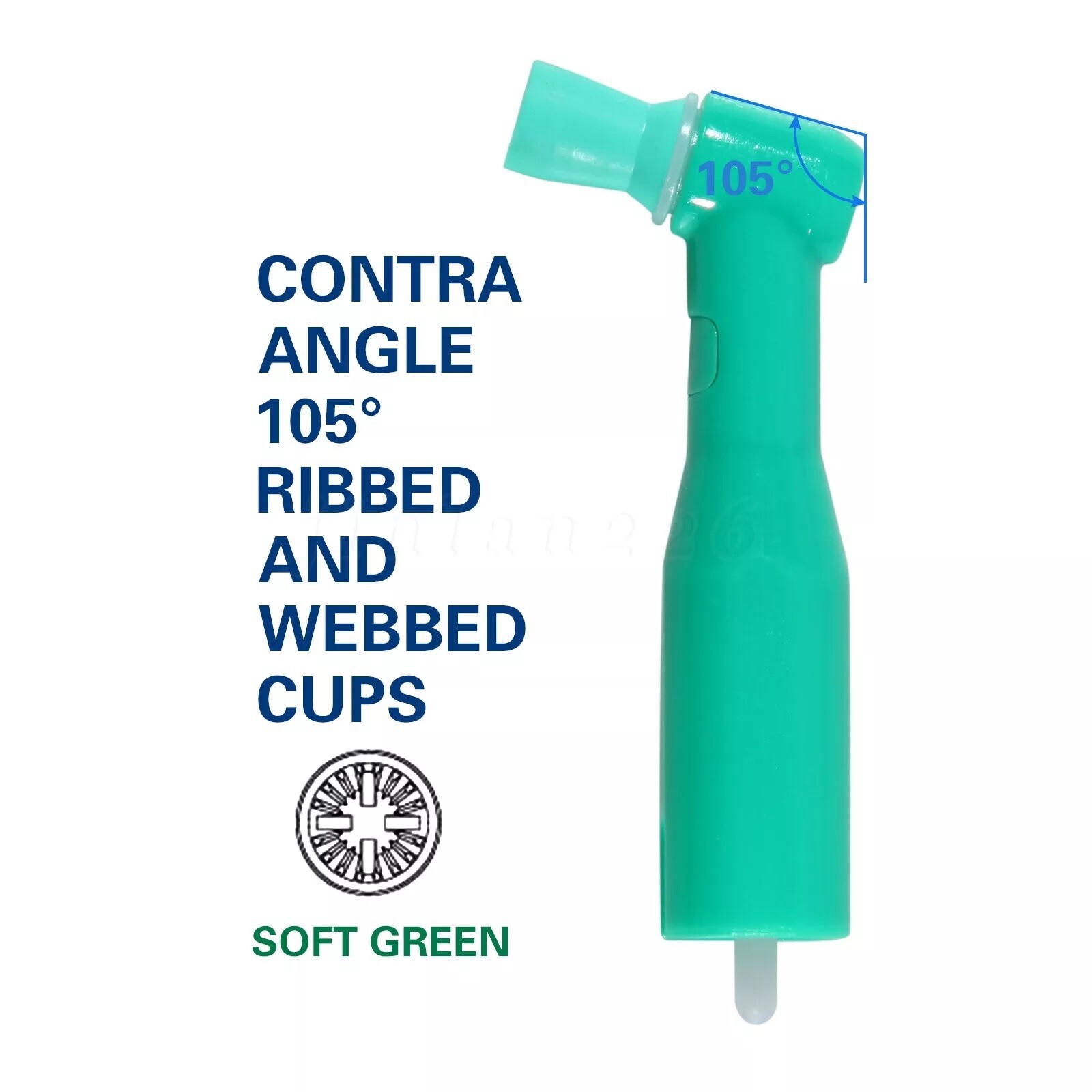 100 pcs Dental Disposable Prophy Angles soft 105° angle -Latex Free green USA