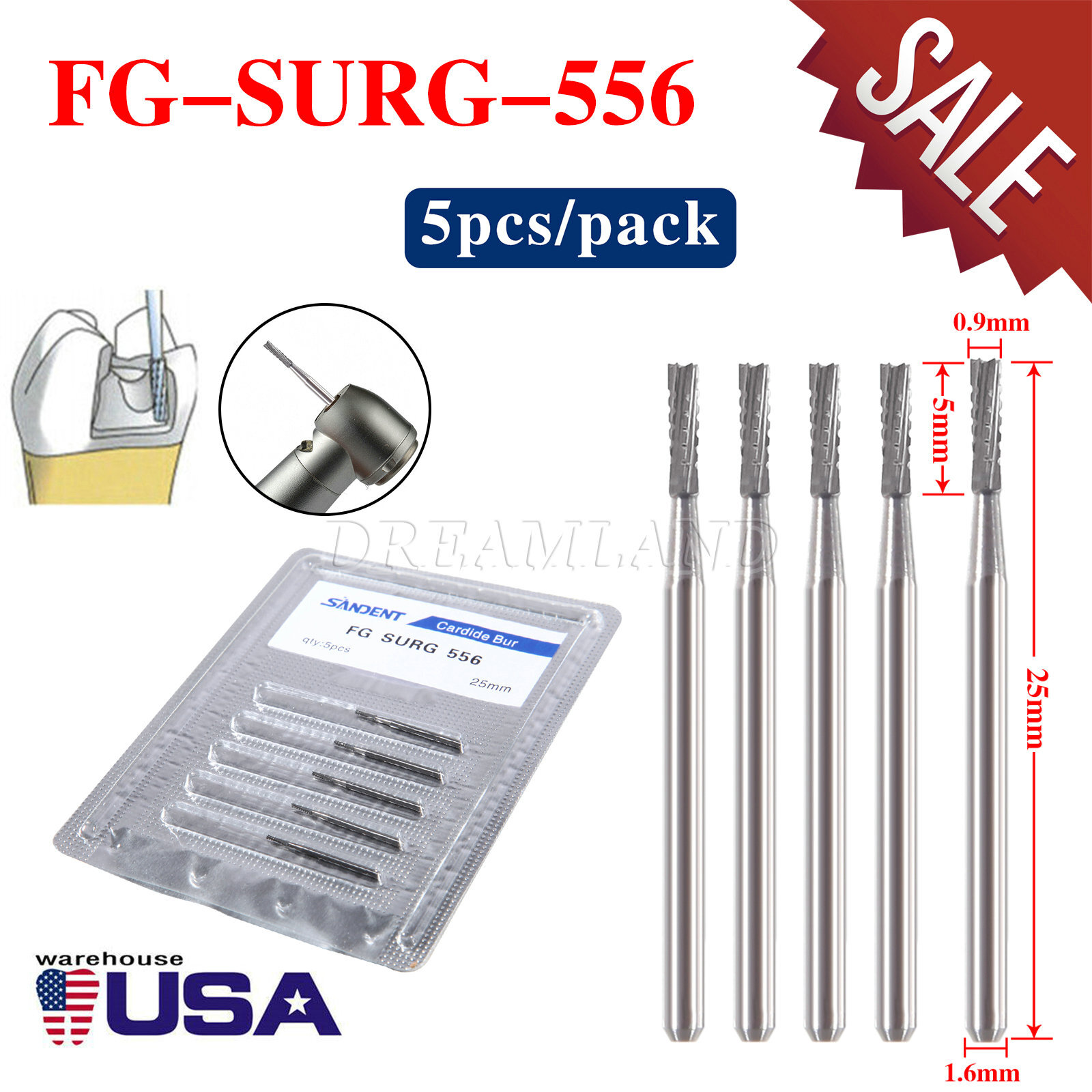 5-50* Dental Carbide Oral Surgical Round Burs FG2 4 8 Long Surgery Friction Grip
