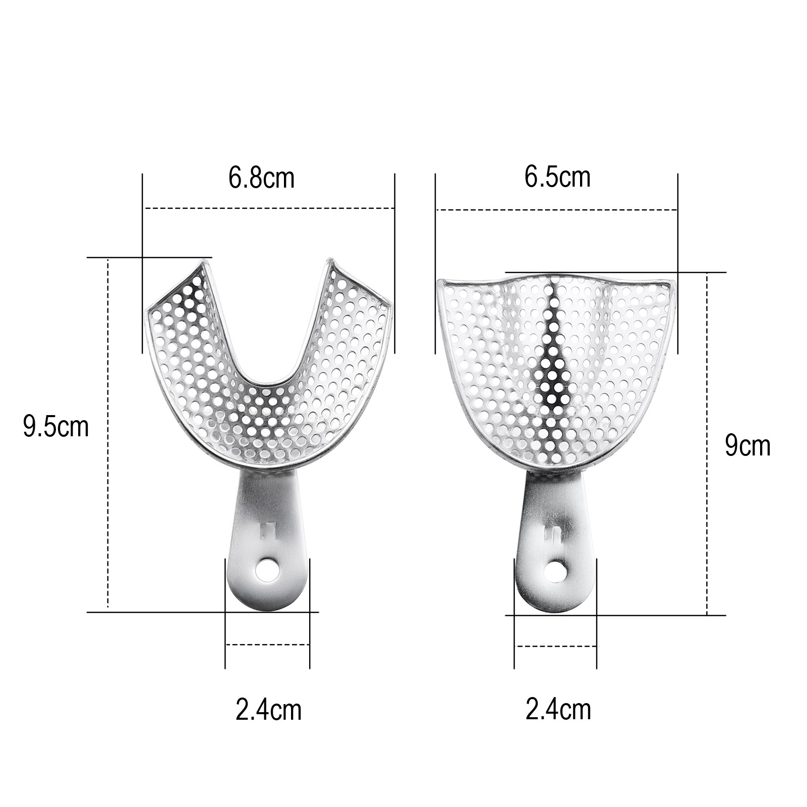 2Pcs Dental Upper Lower Teeth Trays Stainless Steel Impression Trays Small Size