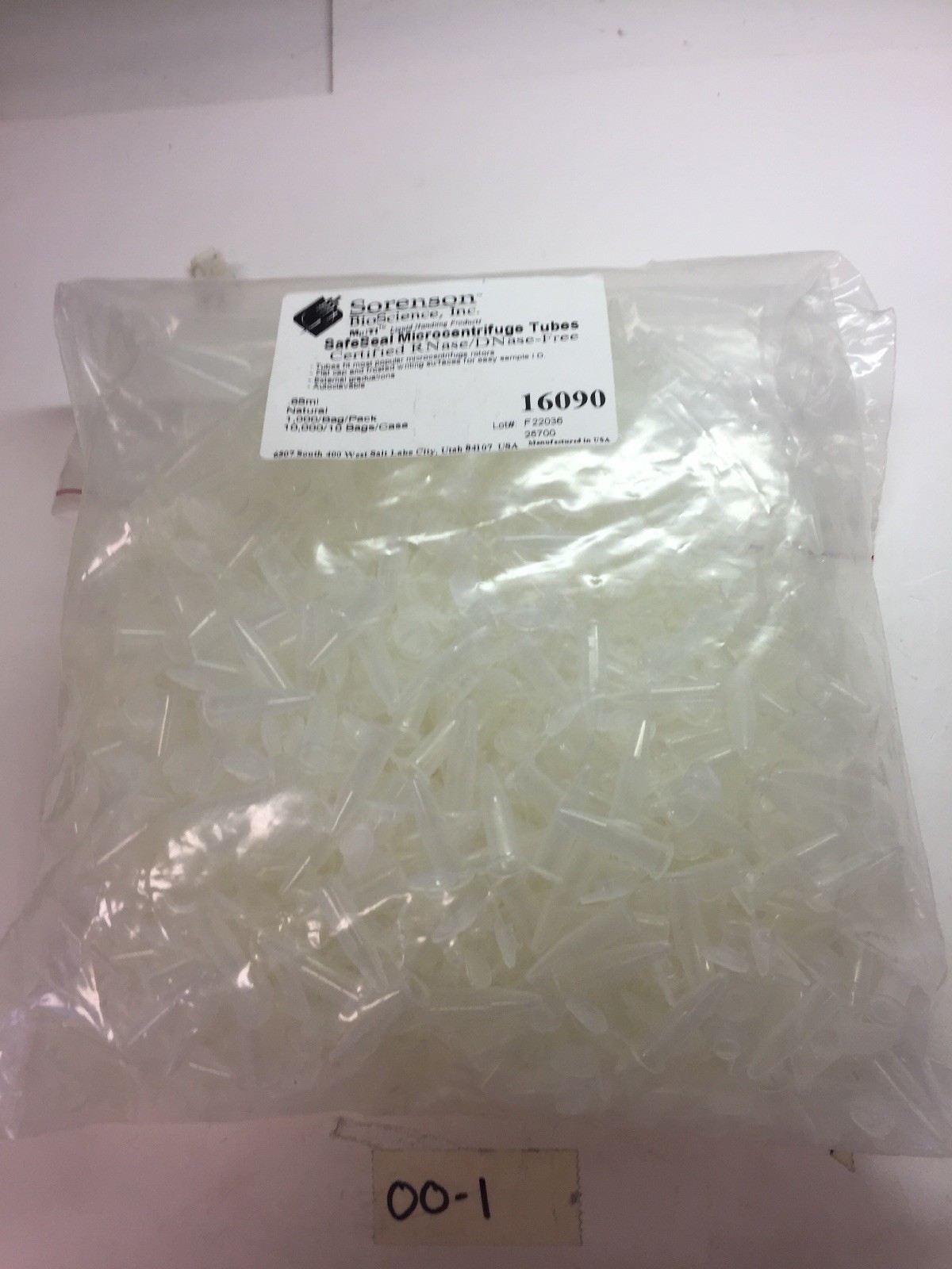 NEW SORENSON BIOSCIENCE INC 16090 SAFE SEAL MICROCENTRIFUGE TUBES.65ML 1000 Qty.