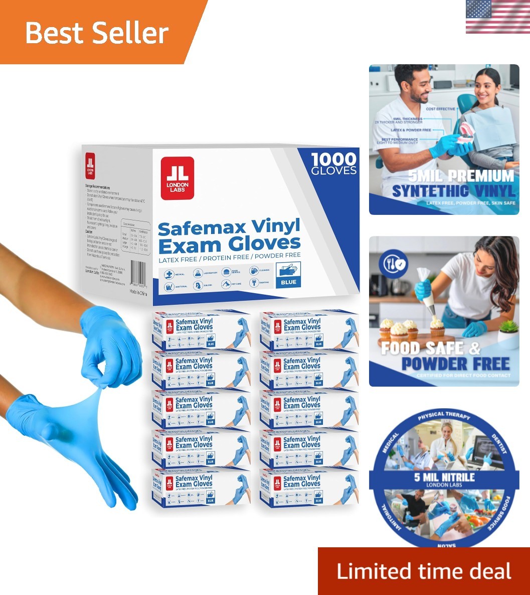 Synthetic Vinyl Exam Gloves Powder-Free, Latex-Free, Disposable, Ultra-strong…