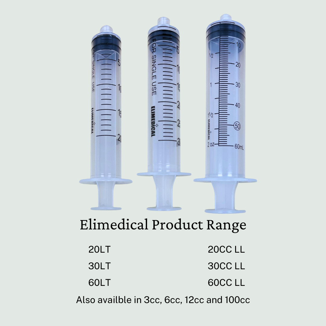 Elimedical Veterinary Syringe, Luer Lock 30cc 25pcs/box 30LT
