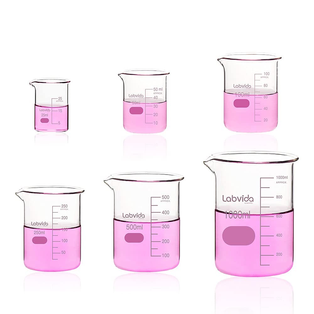 Labvida Upgrated 6 Size Low 25ml, 50ml, 100ml, 250ml, 500ml, 1000ml, Pink