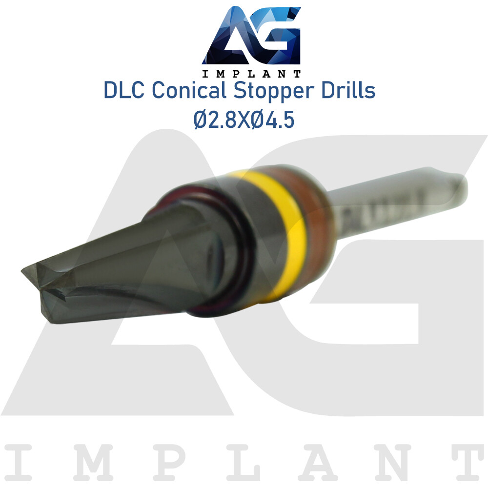 Ø2.8XØ4.5 Integral Stopper DLC Conical Drill External Irrigation Tool Carbon