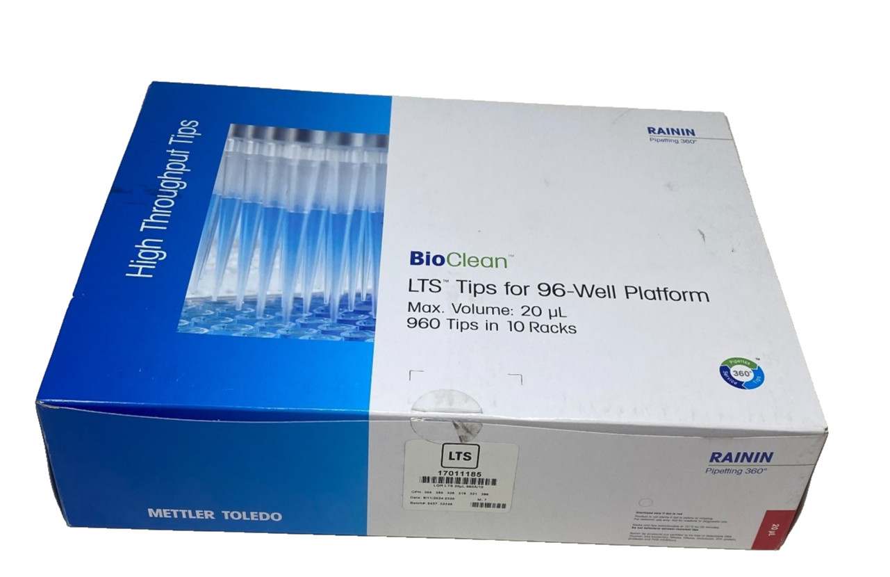 Rainin Mettler Toledo 17011185 LTS 20uL Pipette Tips BioClean 960 Pcs, 10 Racks