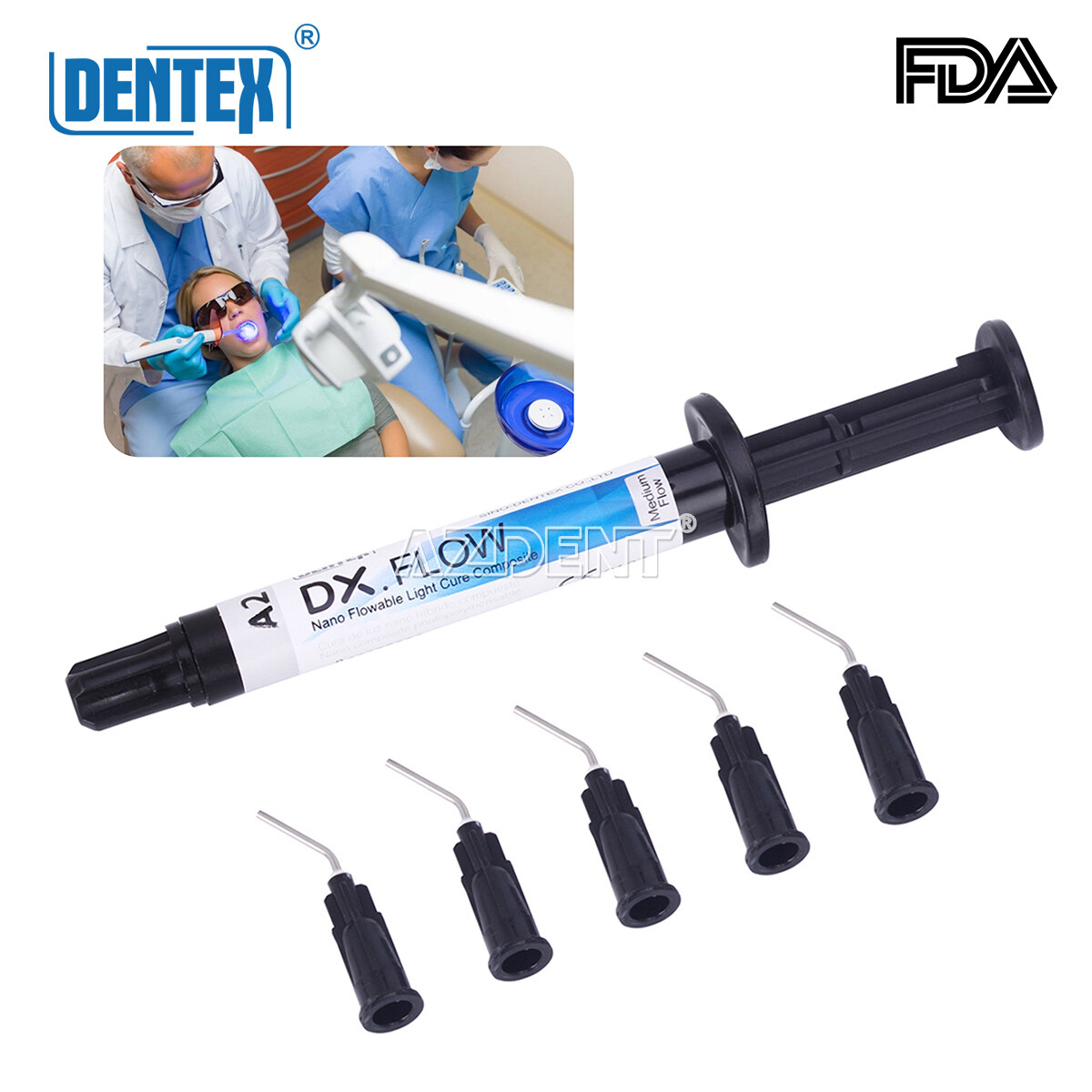 Dentex Dental Medium Flowable Light Cure Composite Resin Shade A1, A2, A3