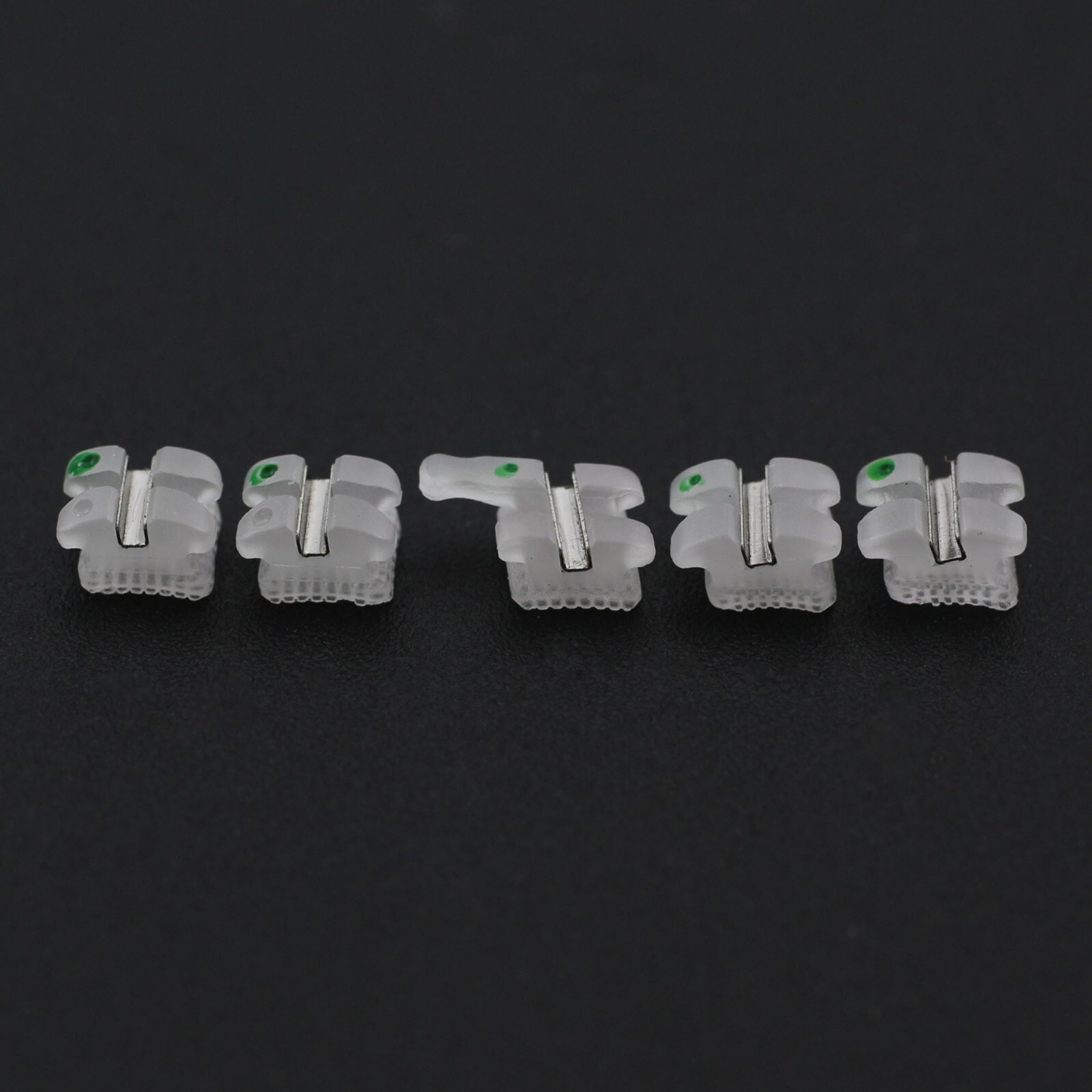 NOBLE Dental Orthodontic Ceramic Brackets Braces Roth MBT 022 3 Hooks Metal Slot