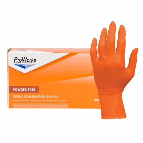 ProWorks Powder Free Nitrile Examination Gloves XXL Orange,(1,000CT)GL-N1050RFXX