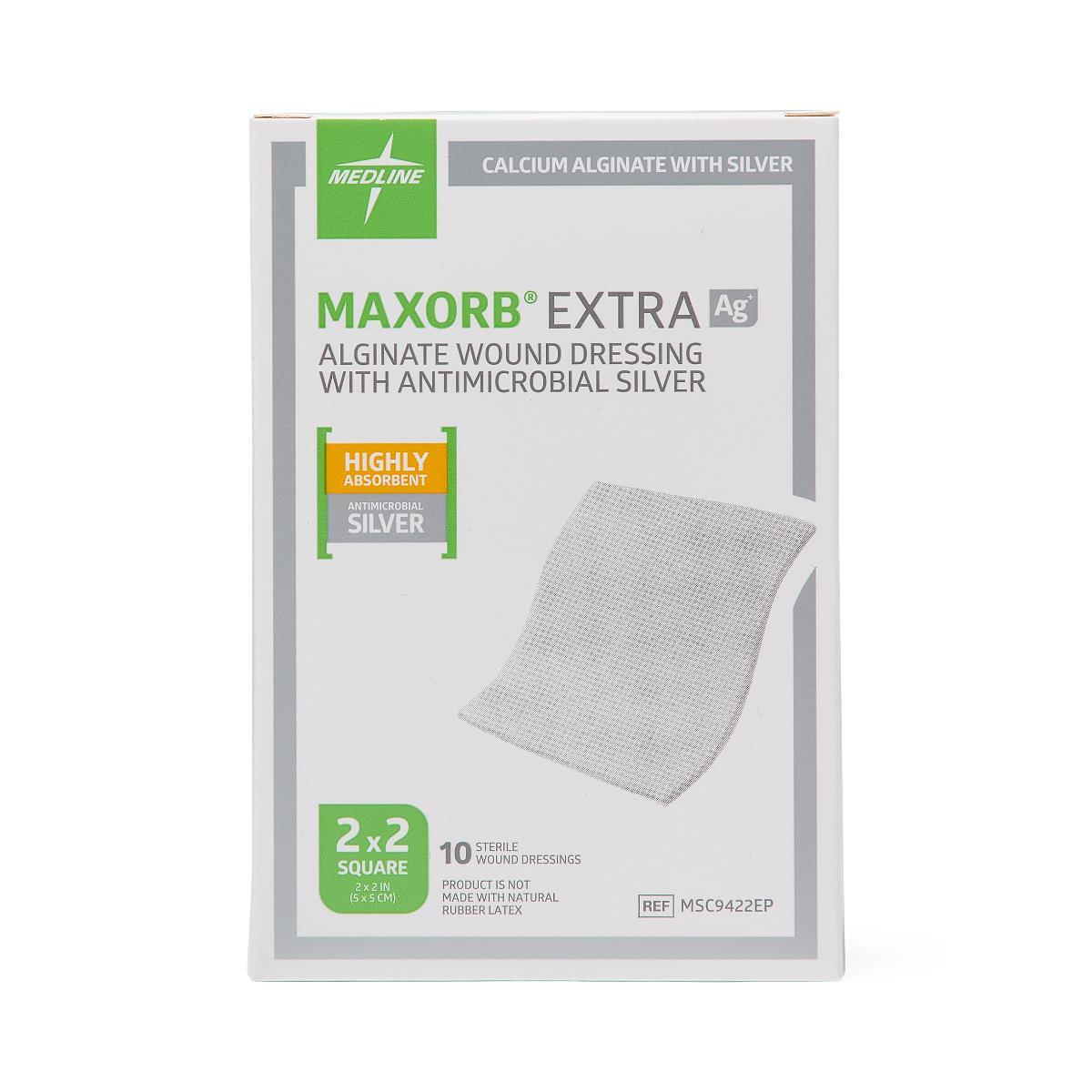 Medline Maxorb Extra AG 2″ x 2″ Dressings – Box of 10 – MSC9422EP