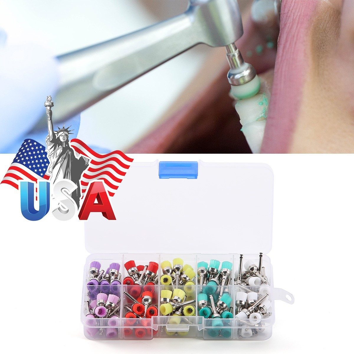 100pcs Dental Lab Nylon Latch Small Flat Polishing Polisher Prophylaxis Colorful