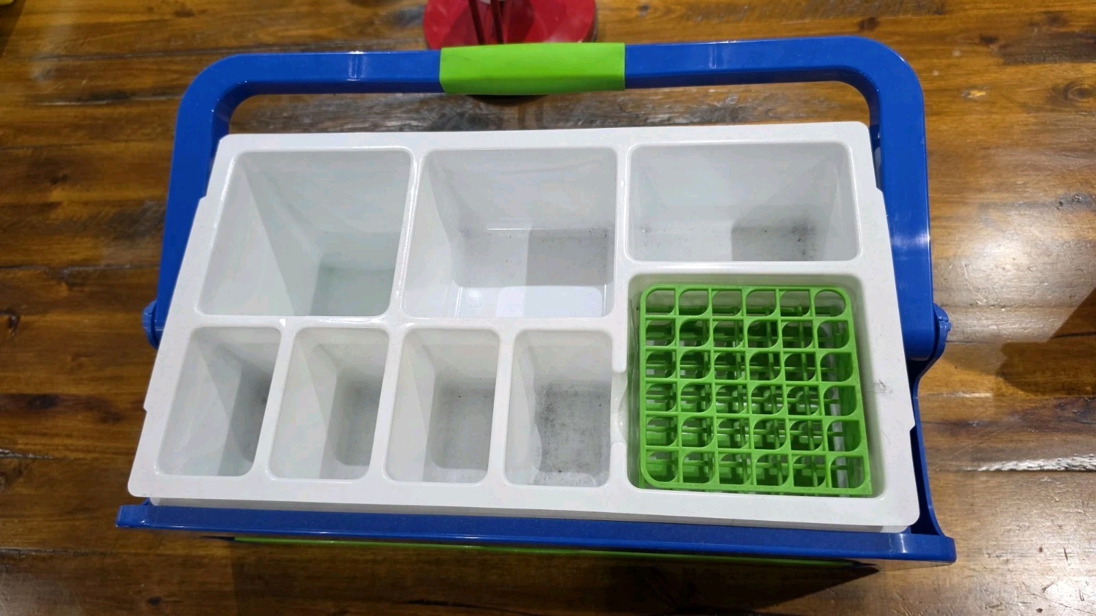 Phlebotomy Tray With Dividers And Tube Holder Rack, Blue/White/Green. Never Used