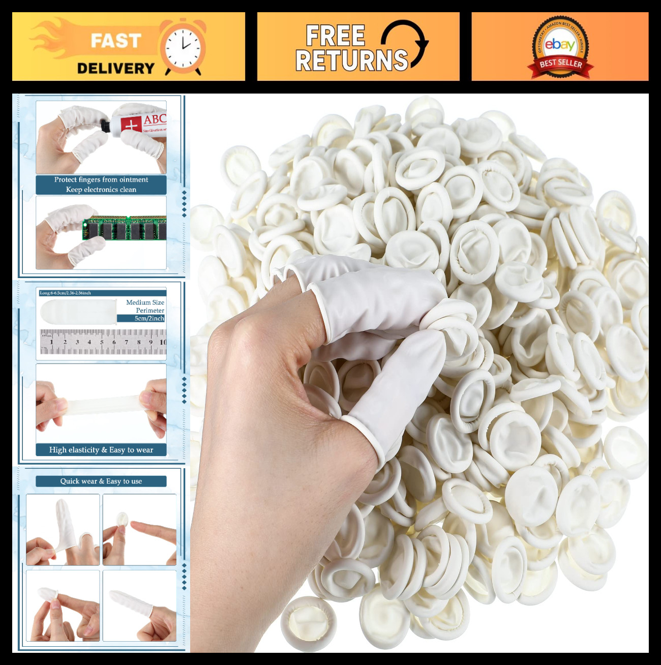 1600 Pcs Disposable Latex Finger Cots – Medium Fingertip Protectors for Beauty,