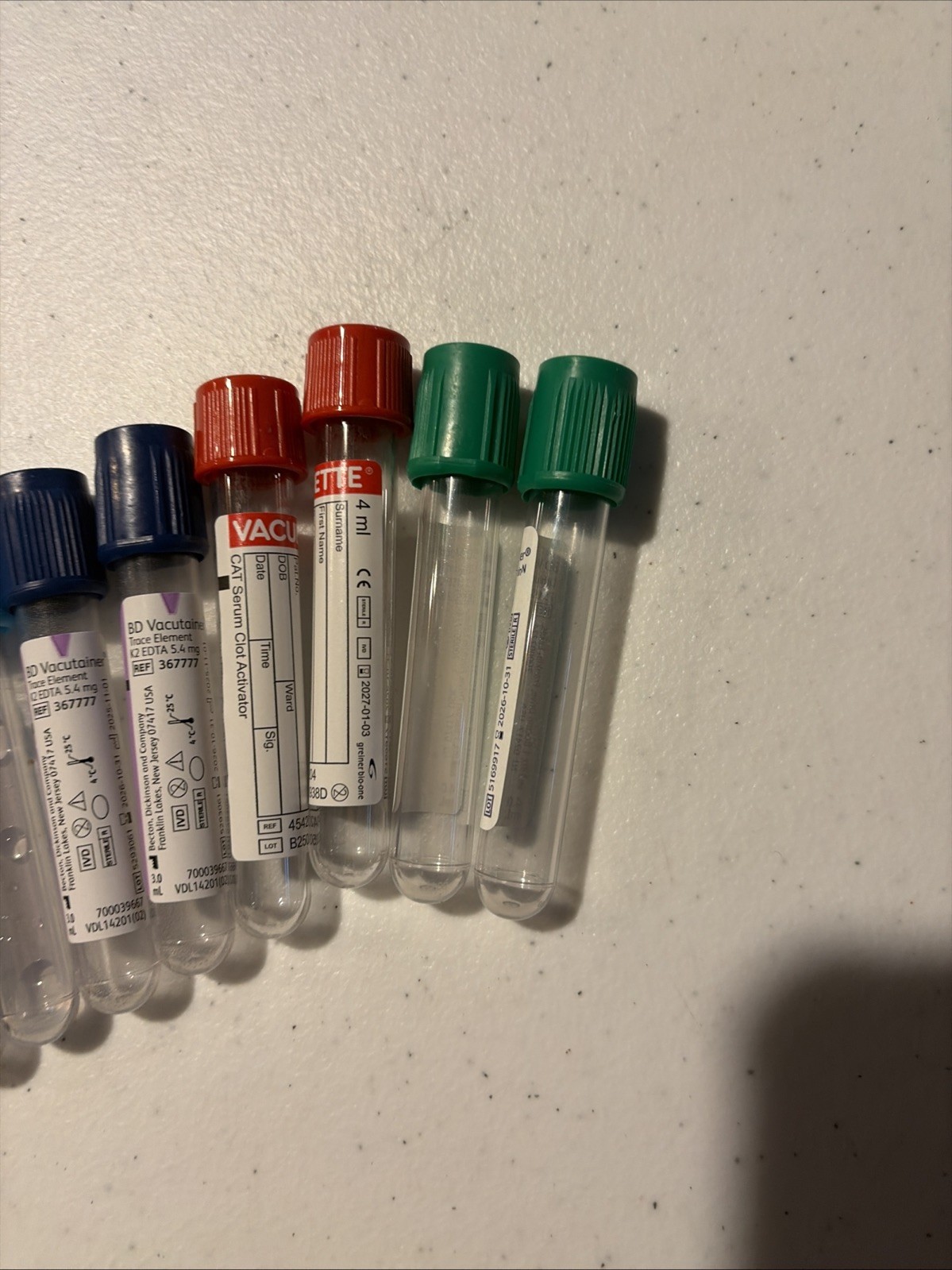 18 Piece Phlebotomy Practice Tubes Practice Set Educational Use Only