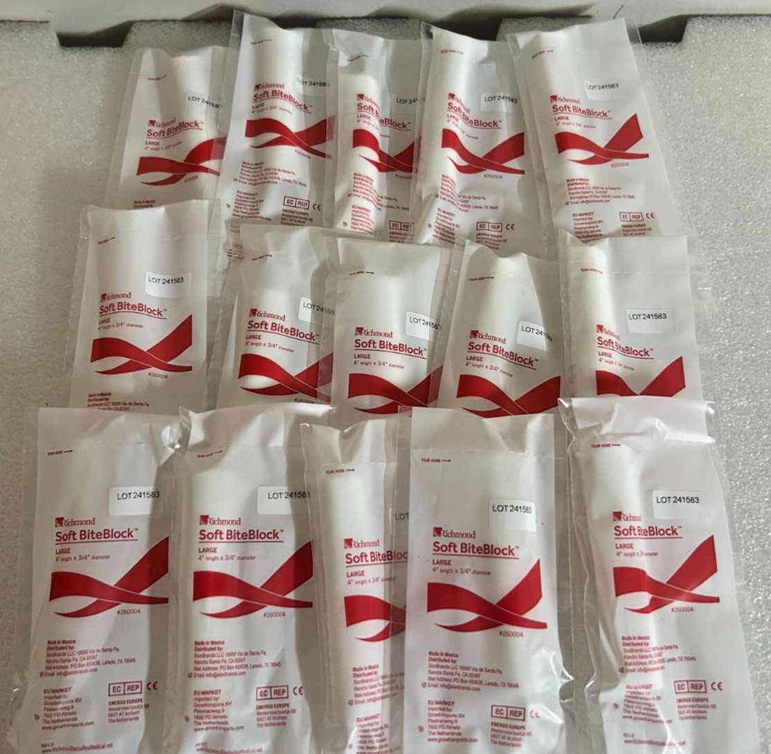 15x Richmond Soft BiteBlock Large 4″ x 3/4″ 260004 New Sealed