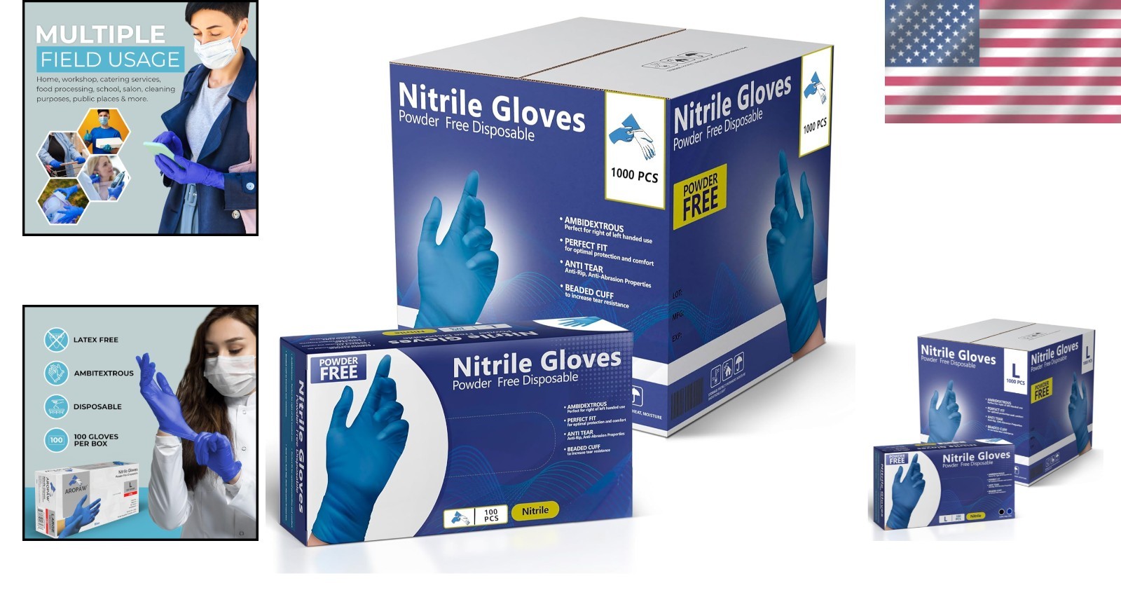 High Tear-Resistant Disposable Nitrile Gloves | Safe Food Handling – 1000 Count