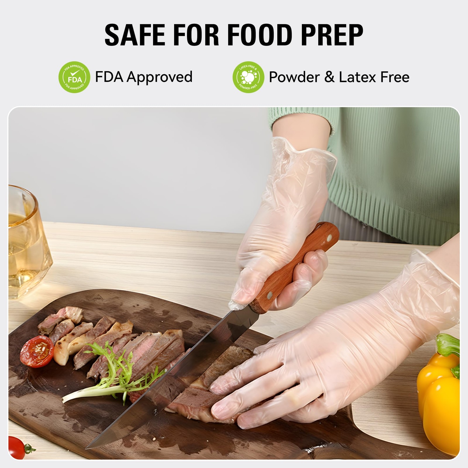 SWIFTLITE Disposable Vinyl Gloves, Food Safe, Latex-Free X-Large, Clear