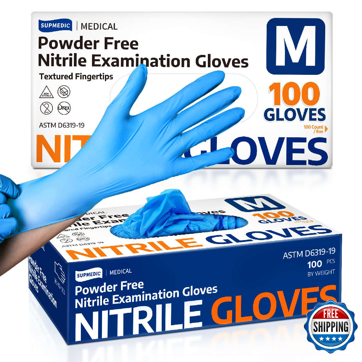 Supmedic Medical Nitrile Exam Gloves Latex-Free Powder-Free Food Safe Cooking