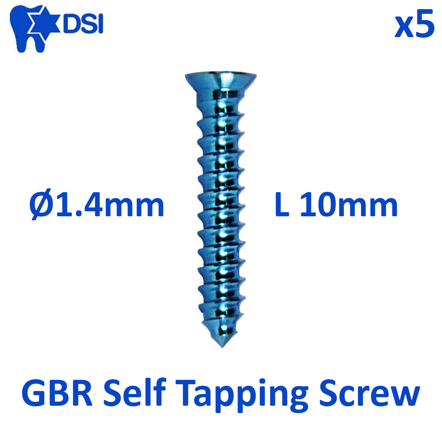 5x DSI Dental Fixture Titanium B0ne Screw Membrane Fixation GBR Ø1.4mm/L10mm