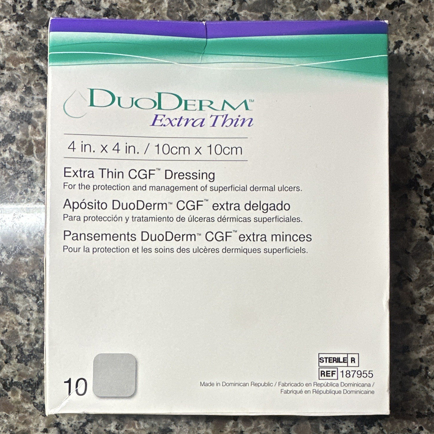 DuoDERM Extra Thin CGF Dressing 4″x4″ Sterile MPN 187955 10 Count