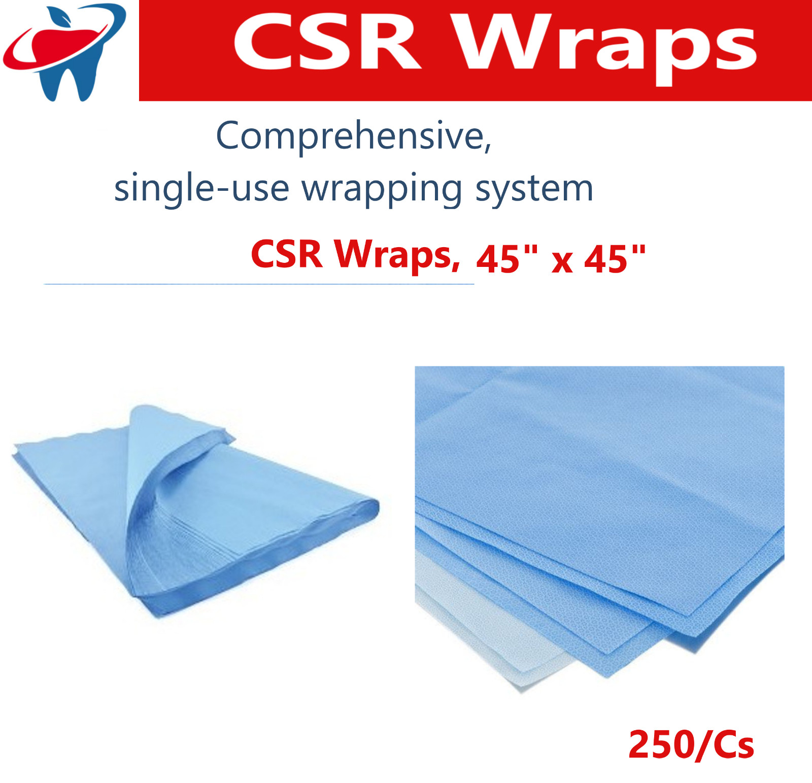 CSR Wrap Dynarex Sterilization Wrap 30 x 30, 20 x 20, 24 x 24 -Up to 500/Case